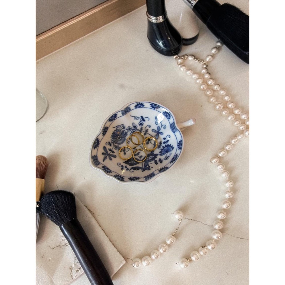 Vintage Blue Onion Porcelain Japan Bowl/Tray - Delft Pottery Candy Bowl Dish